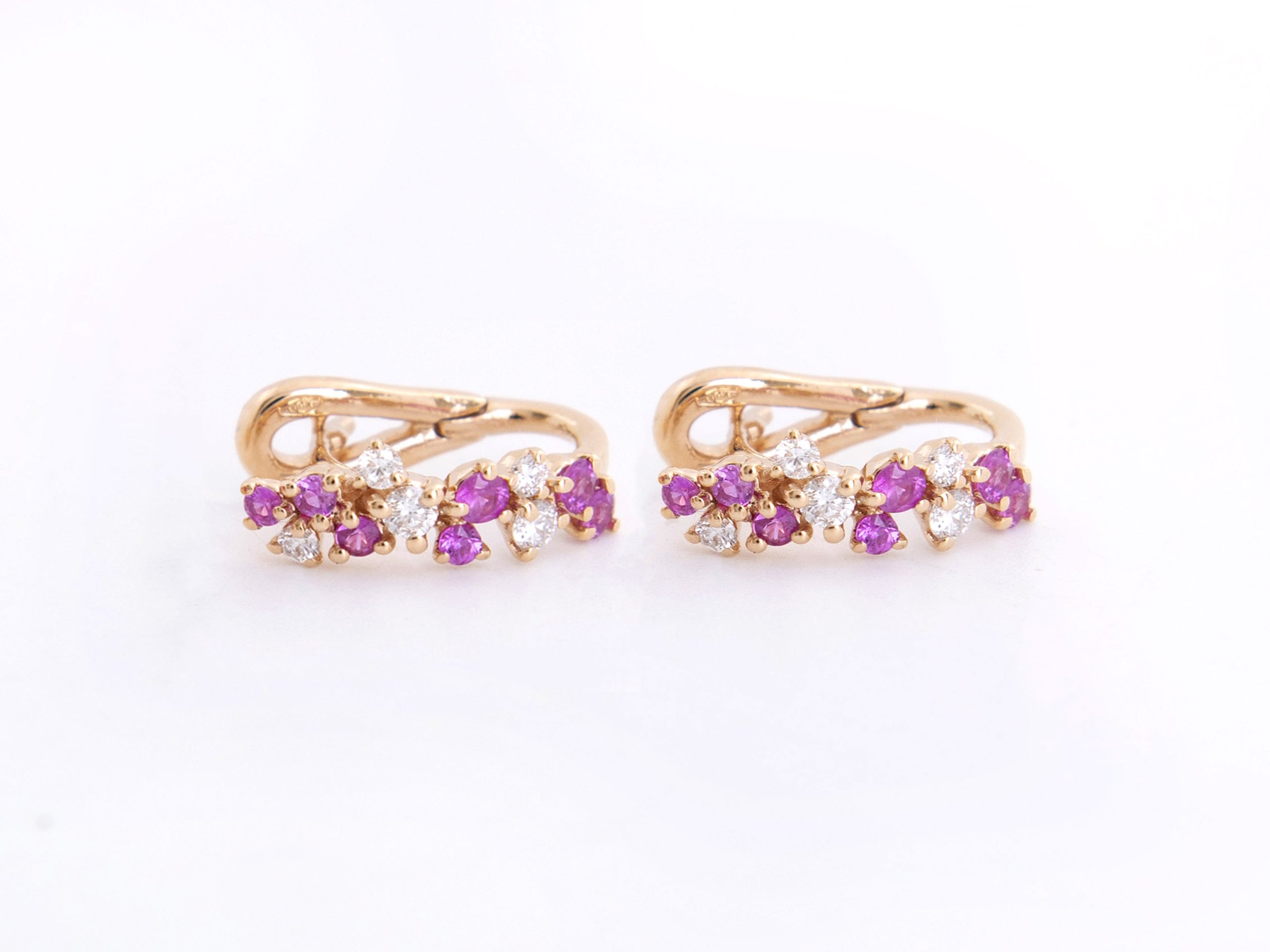 Aretes Moraglione con zafiros rosados y diamantes