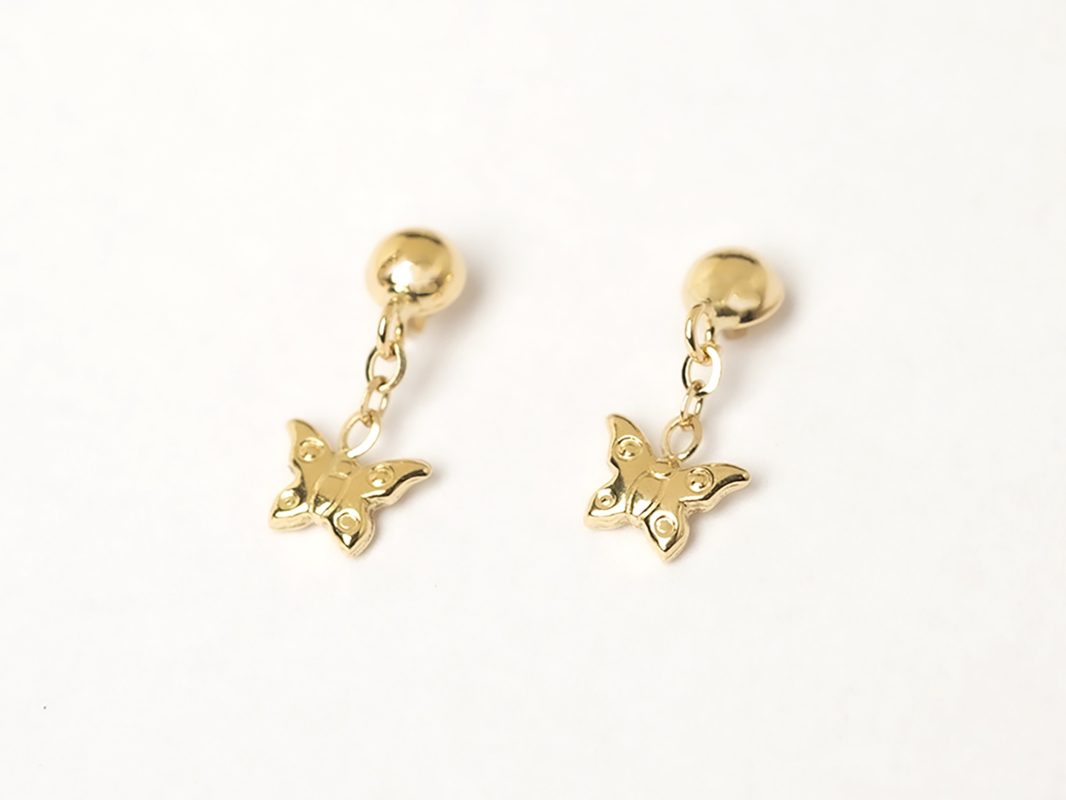 Aretes mariposa en oro amarillo