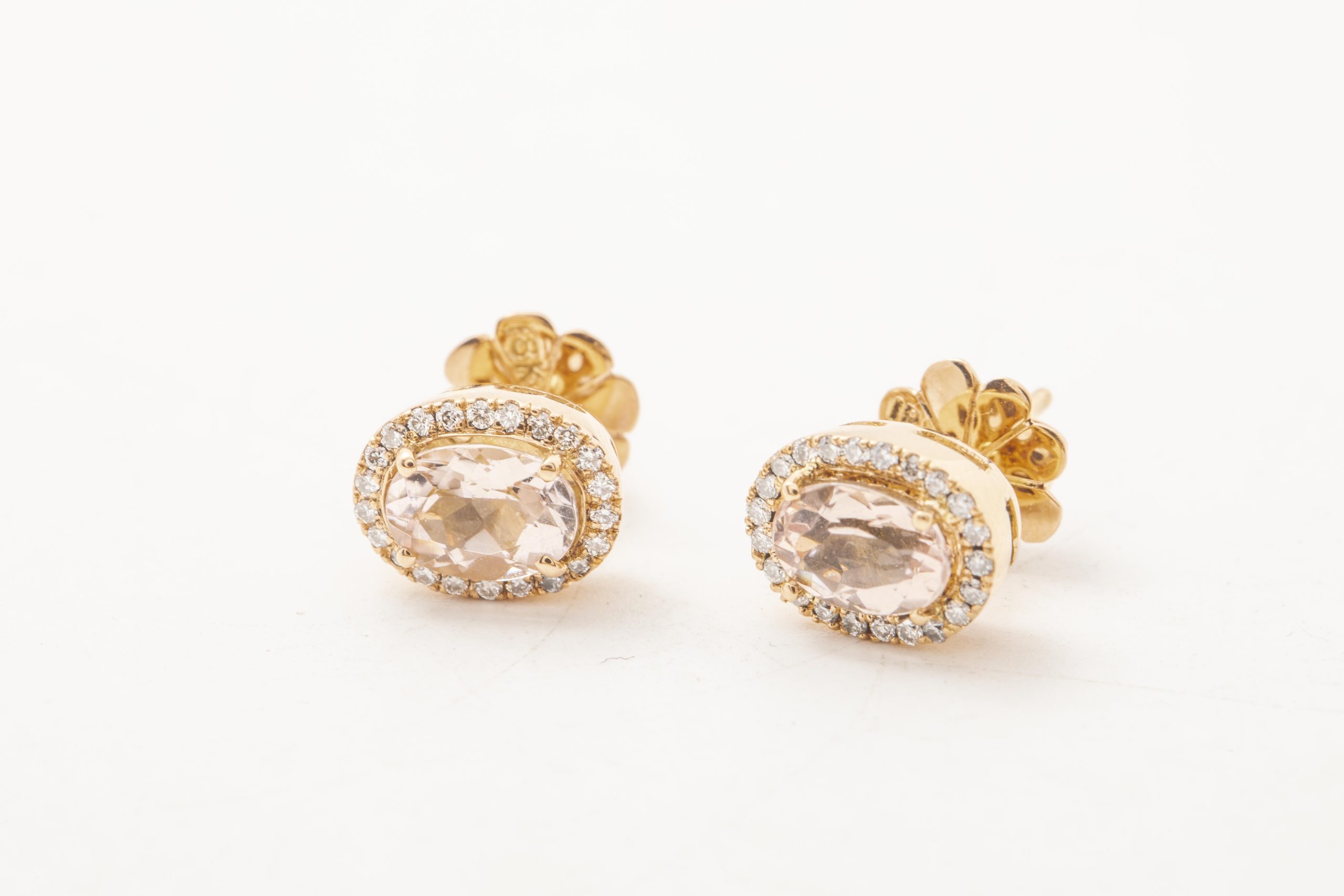 Aretes con morganitas y diamantes