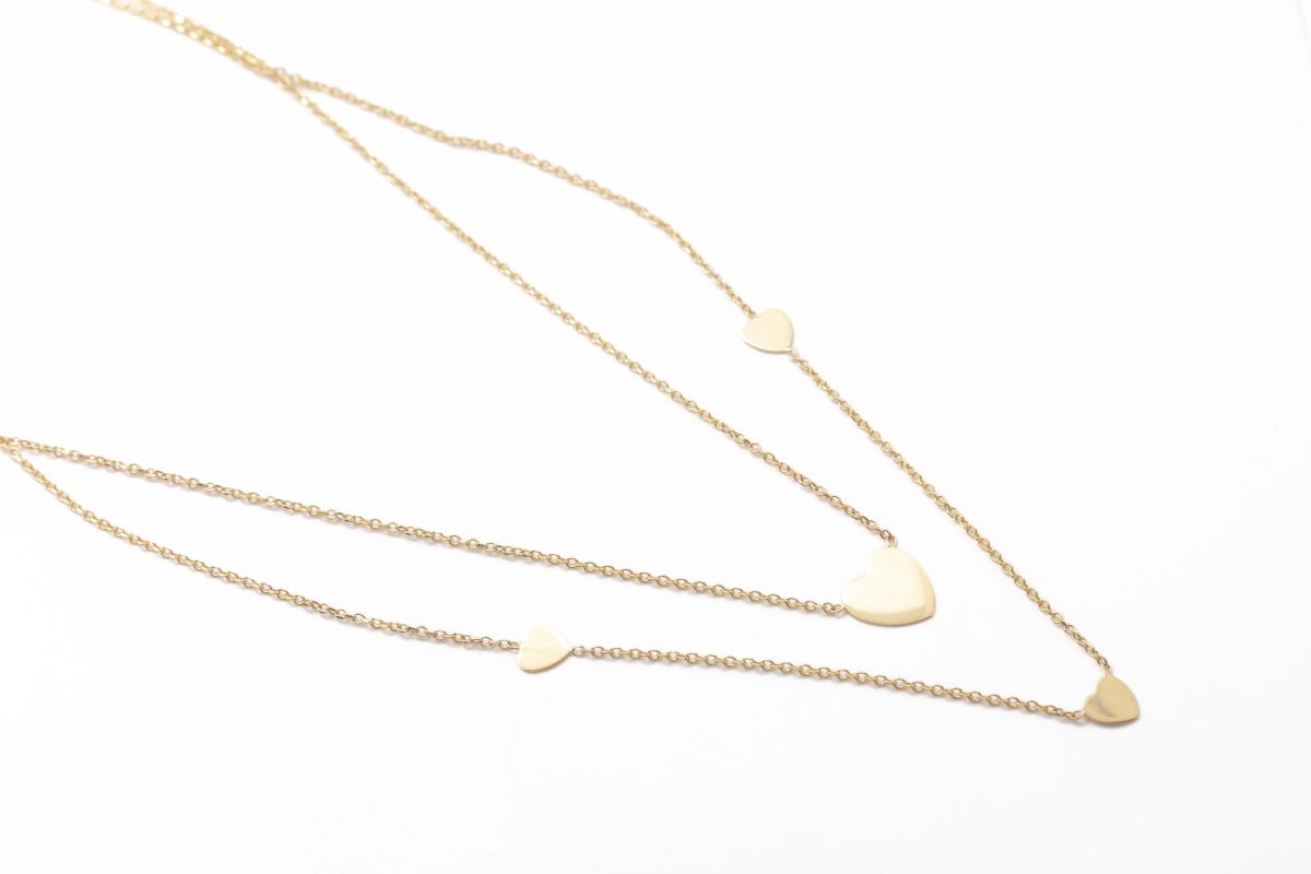 Collar doble con corazones
