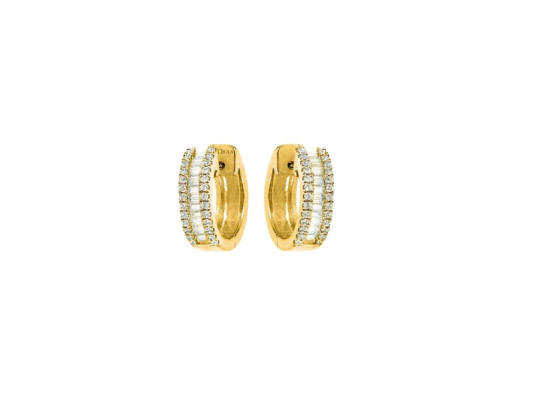 Argollas Djula con brillantes en oro amarillo