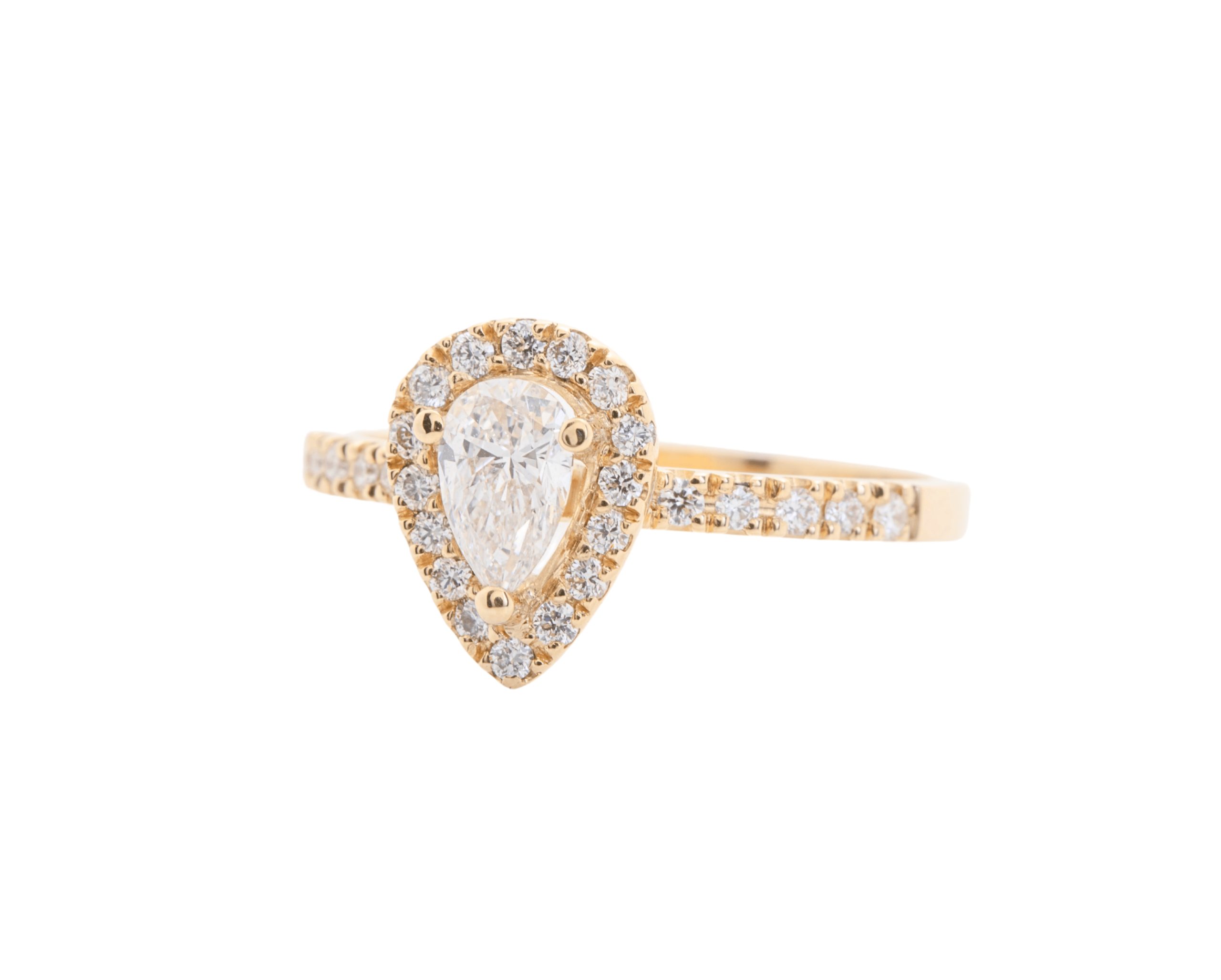 Anillo de compromiso con diamante gota