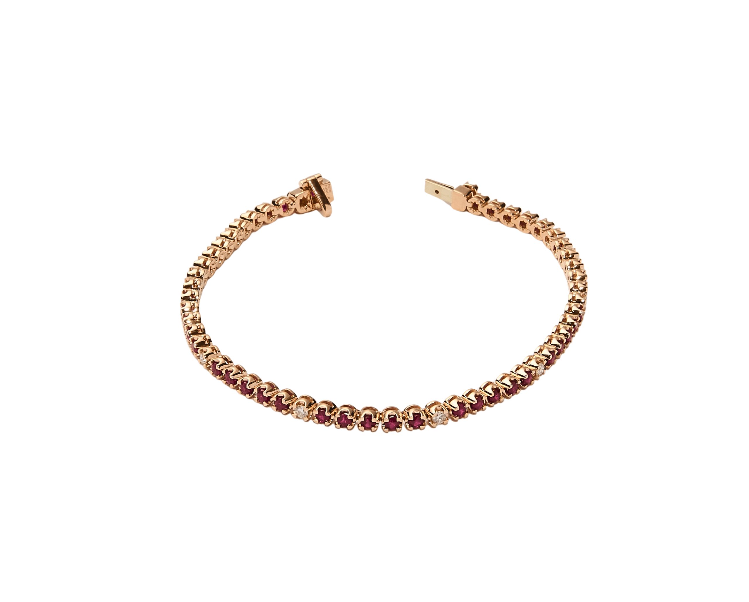 Pulsera tennis con rubís y diamantes
